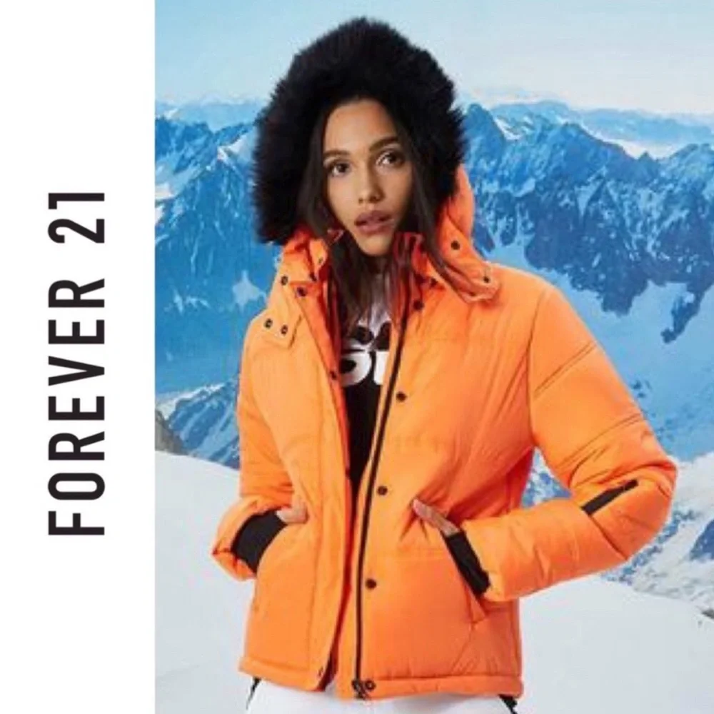 Forever 21 Sport Luxe Orange Ski Jacket - Picture 1 of 4